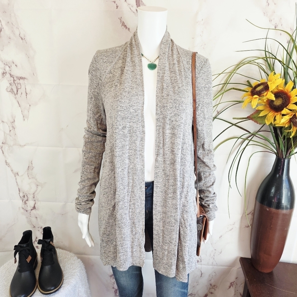 Anthropologie Soft Knit Gray Open Front Women's Sweater - Picture 2 of 7